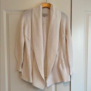 LOFT Cream Open-Front Shawl Collar Cardigan